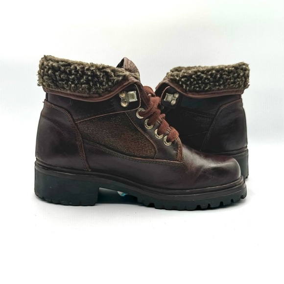 Vintage Lace-Up Winter Boots for Women, 8 US, Chunky Sole, Brown Leather - Picture 9 of 14